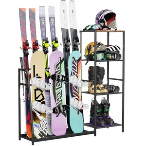 Soporte Metálico Resistente para Esquís y Snowboards, Organizador de Almacenamiento para Casco y Botas, Ideal para Garaje o Sótano - Product Image 1