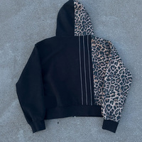 Ensemble de survêtement pour homme de haute qualité, sweat-shirt oversize d'hiver et pantalon évasé à imprimé léopard, streetwear