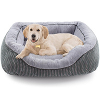 Nichoir rectangulaire pour chien à motif uni quatre saisons, lavable en machine, lit douillet pour animaux de compagnie, antidérapant