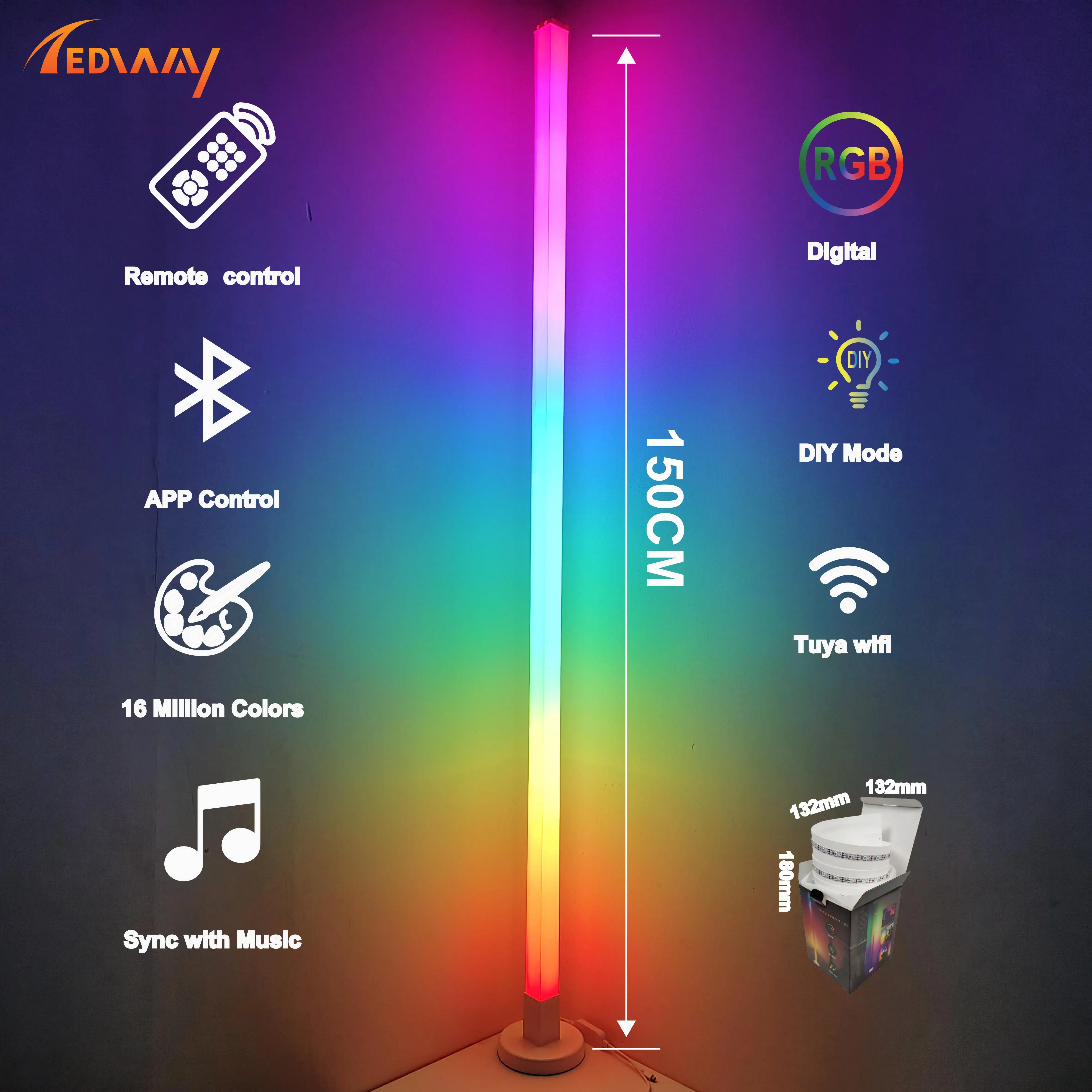New DIY LED RGB colorful decor Living room ambient smart floor stand Gaming Lamp