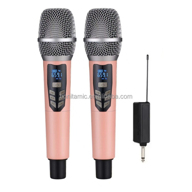A3-07 Wireless Home Theater Karaoke Microphone 2-Channel UHF for Speaker with Noise Cancelling Colorful for Stage Use