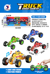 Ensemble de voitures jouets 2 pièces de haute qualité pour enfants Design dinosaure et requin Lumières et sons alimentés par inertie Transformation Crash en plastique - Product Image 2