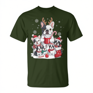 T-shirt pour hommes, chien bouledogue français, Noël, Père Noël - Product Image 2