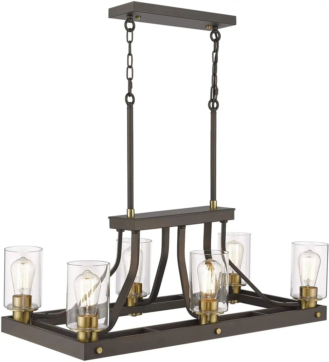 ETL listed rustic luxury large black glass kitchen modern hanging pendant light chandelier