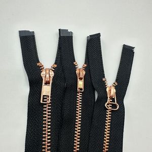 Fermeture éclair métallique autobloquante en or rose 3 5 8 pour vêtements, sacs, chaussures, bottes, nylon noir - Product Image 1