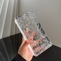 Brique de verre solide 50x100x200mm avec texture double roche pour décoration murale architecturale de luxe, décoration d'hôtel, vente en gros