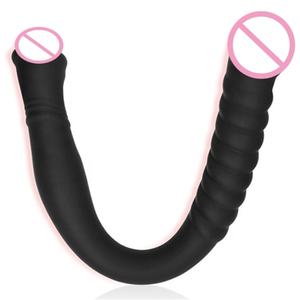16.5 Inch Double-Ended Dong Dildo Soft Silicone ABS Material Huge Sex <strong>Toy</strong> for <strong>Lesbian</strong> Female G-Spot Vaginal Anus Stimulation - Product Image 1