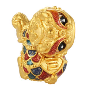 Pulsera con cuentas Fortune Lion en oro duro sólido de 24K Accesorios de joyería de gama alta - Product Image 3