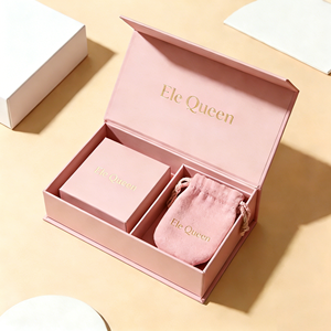 Custom Gold Hot Stamped White Cardboard Gift <b>Box</b> Bulk Three Piece Set For Necklace Ring Jewelry Retail And Wedding Favor Packing - Product Image 1