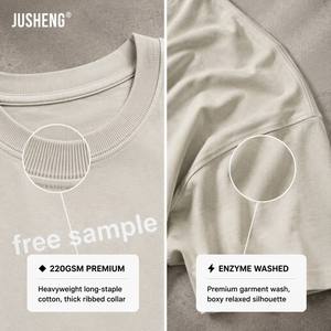 T-shirt personnalisé pour homme, 300 g/m², tricoté, délavé aux enzymes, coupe décontractée oversize, double trame, uni, sans motif - Product Image 3