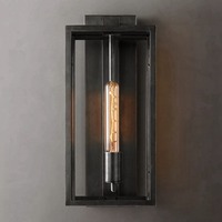 Lanterne murale extérieure carrée noire en verre trempé, applique murale étanche à 2 lumières, dimmable, style industriel moderne, lampe murale d'entrée