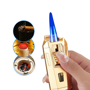 Dual Jet Blue Flame Encendedor de cigarros a prueba de viento de alta potencia con diseño moderno para cigarrillos Cigar <span class=keywords><strong>Rest</strong></span> Punch & Poker - Product Image 2
