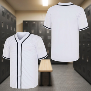 Camiseta de Béisbol Blanca para Hombre, Manga Corta, Cuello en V, Botones al Frente, Uniforme de Verano - Product Image 2