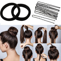 Lot de 3 Chouchous Noirs en Nylon Multi-tailles avec 50 Épingles à Cheveux – Accessoires pour Chignon