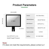 Pantalla Táctil Multitáctil de 17 Pulgadas, Digitalizador de Pantalla Táctil Capacitiva Proyectada (PCAP) USB, Panel de Vidrio, Kit de Superposición de Pantalla Táctil