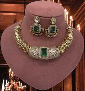 Ensemble de collier traditionnel de style indien, bijoux classiques pour mariage, fête et fiançailles pour femmes, accessoires de bijouterie - Product Image 4