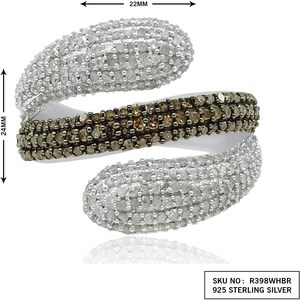 Anillo de cóctel de plata de ley con diamantes redondos naturales blancos y marrones, joyería de fiesta para mujer 8 - Product Image 2
