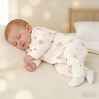 Combinaisons pour bébé Kaka Bear en coton pur imperméable à manches longues avec fermeture à boutons-pression, motif de dessin animé, fournisseur de médailles d'or, vente en gros
