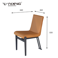 Chaise de salle à manger moderne de haute qualité en similicuir orange avec pieds en fer stables pour appartement et villa, mobilier de maison