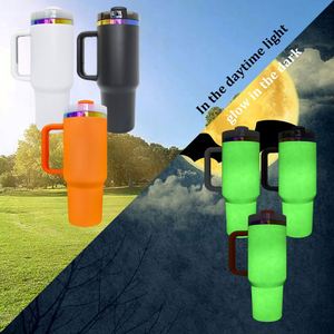 Gobelet de voyage H2.0 Halloween lumineux 40oz noir, blanc, orange, arc-en-ciel sous le dessus, pour gravure laser - Product Image 4