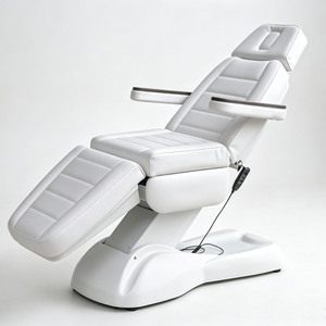 Fauteuil de soin électrique blanc réglable en hauteur avec appui-tête pour salon de beauté et spa - Product Image 1