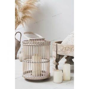 Lanternes en <span class=keywords><strong>osier</strong></span> et rotin bambou, design personnalisé, pour l'intérieur, bougie à suspendre avec poignée, décoration pour la maison, pièces - Product Image 2