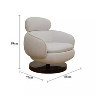 Fauteuil pivotant moderne en bouclette blanche avec base en métal pour salon et usage extérieur, décoration intérieure, meubles