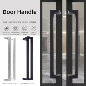Maniglia per Porta in Acciaio Inox, Lunghezza 60 <span class=keywords><strong>Cm</strong></span>, Tubolare Rettangolare, Spessore Elevato, Antiruggine, per Porte in Vetro - Product Image 1
