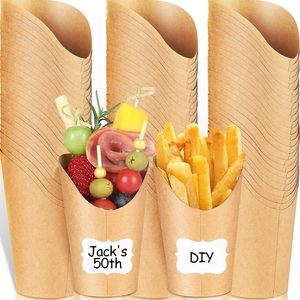 Conos de Papel Kraft Desechables y Reciclables para Papas Fritas, Soporte para Crepas y Waffles de Burbujas - Grabado de Logotipo Personalizado - Product Image 1