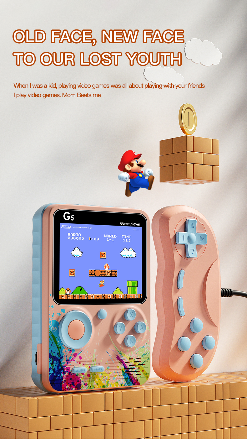 Wholesale Newest G5 Portable Retro Video Game Console Built in 500 Classic Games 3.0'' 8Bit Handheld Game Player