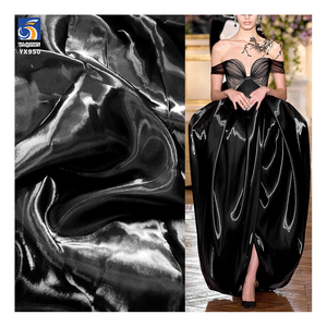 YX581-3 Noir Tissu <span class=keywords><strong>Organza</strong></span> de Robe de Mariée Premium Fluide à l'Éclat Métallique - Tissu Liquide en Soie pour Accessoires de Mariée et Projets DIY de Créateur - Product Image 1