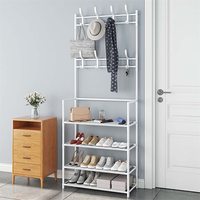 Porte-manteau d'étagère de chambre à coucher, arbre de hall avec banc à chaussures pour entrée, étagère à chaussures 3 en 1 pour meubles d'appoint autoportants à la maison