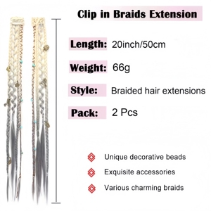 <span class=keywords><strong>Extensiones</strong></span> <span class=keywords><strong>de</strong></span> Cabello Trenzadas Bohemianas <span class=keywords><strong>con</strong></span> <span class=keywords><strong>Clip</strong></span>, 20 Pulgadas, Cabello Sintético Trenzado <span class=keywords><strong>con</strong></span> Cuentas y Adornos para Festivales, Cosplay y Uso Diario - Product Image 5