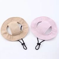 Chapeau de soleil pour chien Petop Factory en velours côtelé respirant avec trous pour les oreilles, sangle réglable, pour petits et moyens animaux, casquette d'extérieur pour chiens