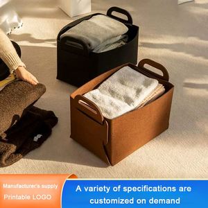 Collapsible <b>Foldable</b> Fabric Storage <b>Basket</b> Set Rectangular Closet Organizers With Handles - Product Image 2