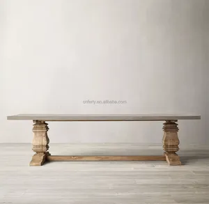 Table à manger rectangulaire en bois massif, meuble de salle à manger, style moderne américain, table en béton