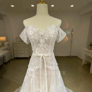 Vestido de Novia Estilo Sirena Bohemio con Apliques de Encaje, Diseño Real, Perlas y Flores Lsjj33 - Product Image 6