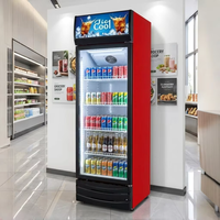 Réfrigérateur vertical commercial 620L à double porte vitrée pour boissons, sans givre, à refroidissement ventilé, pour supermarché