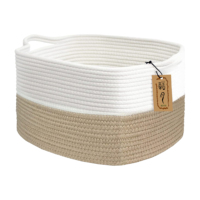 Panier tissé en corde de coton KUYUE avec poignées pour étagère, jouet pour animal de compagnie, livre, panier de rangement pour vêtements, bac de rangement pour chambre d'enfant