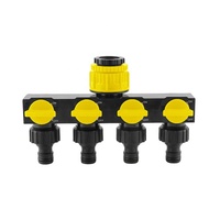 Connecteur de tuyau distributeur 1/2" 3/4" 1" du fabricant, répartiteur de tuyau à 4 voies avec robinet, connecteur de robinet, répartiteur de tuyau d'arrosage avec valve