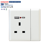Prises murales électriques avec interrupteur et voyant néon USB-A Type-C pour projets résidentiels et commerciaux
