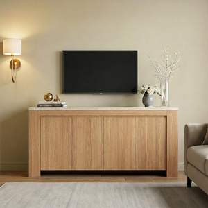 Aparador Tradicional con Almacenamiento, Diseño Arqueado, 2 Puertas, Estantes Ajustables, Gran Capacidad, Mesa Consola <span class=keywords><strong>para</strong></span> Comedor - Product Image 1