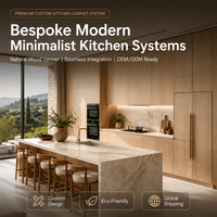 Gabinetes de Cocina Modernos con Aspecto de Madera KEJIA, con Isla Central, Gabinetes de Pared, Gabinetes Bajos y Almacenamiento Alto para Cocinas Residenciales