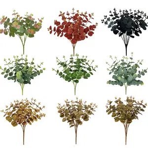 Künstliche grüne simulierte Eukalyptus-Blumenstrauß DIY Dekor Falsche Gras zweige Blätter Farbe Geld Blatt Pflanze Home Office