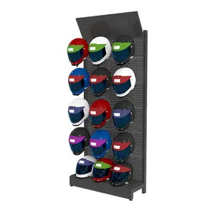 Store Retail Sports Equipment Safety Helmet Hats Display Stand Motorcycle Bike Helmet Metal Pegboard Display Rack