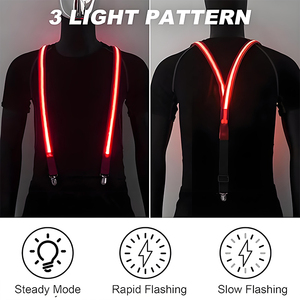 Pajarita luminosa con tirantes LED brillante para hombre con ropa intermitente elástica ajustable para suministros de fiesta de club nocturno de Halloween - Product Image 2
