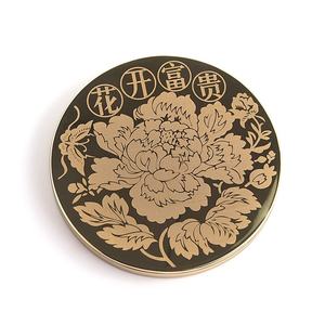 Contracted Design Metal Engrave Logo <b>Small</b> Gold <b>Mirror</b> <b>Round</b> Pocket <b>Mirror</b> - Product Image 1