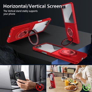 Nouvelle conception, coque magnétique antichoc en PC rigide avec anneau métallique et béquille 360° pour Samsung Galaxy Z <span class=keywords><strong>Flip</strong></span> Z <span class=keywords><strong>Fold</strong></span> 8 7 6 5 - Product Image 4