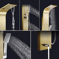 Offre Spéciale de luxe douche pluie colonne tête salle de bain acier inoxydable mural cascade douche panneaux