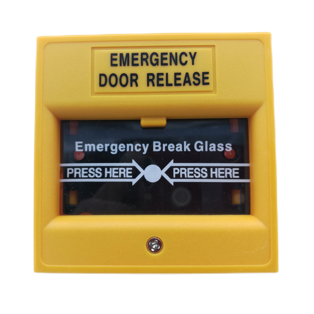 Emergency Break Glass Door Release Yellow Color ABS Plastic Waterproof for Access Control System Fire Alarm Exit Switch One Pole